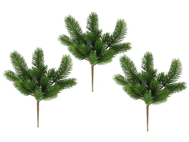 Kunstzweig I.GE.A. Tannenzweige , grün, B:22cm H:27cm L:12cm, Kunststoff, Kunstpflanzen, Kunstzweig, 3er Set Künstlicher Tannenbund Adventskranz Weihnachtsdeko Kunstblume