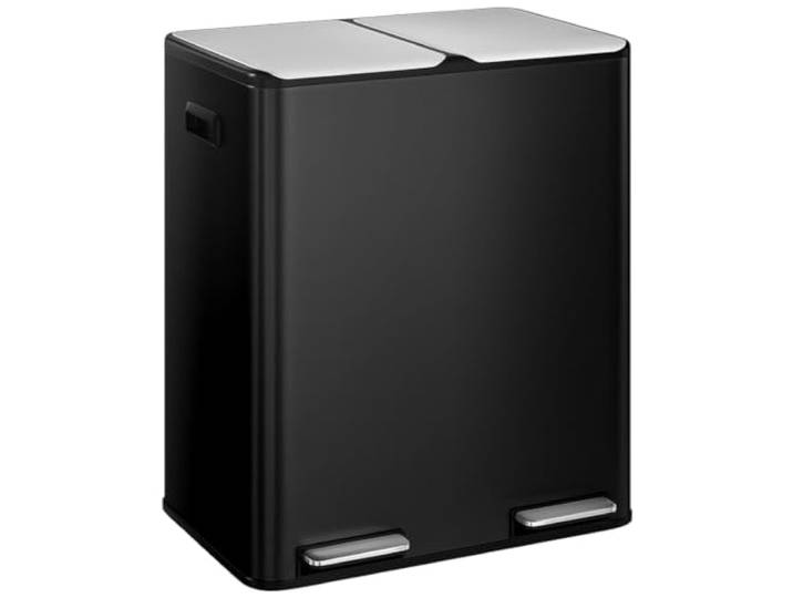 STEELSØN Elyron Mülleimer 2 Fächer, 2x30L, Edelstahl Schwarz, Geruchsfilter Mülltrennsystem Küche, Tretmülleimer mit Soft-Close-Deckel, Abfalleimer mit Inneneimern, Recycling & Restmüll, Mülltrenner