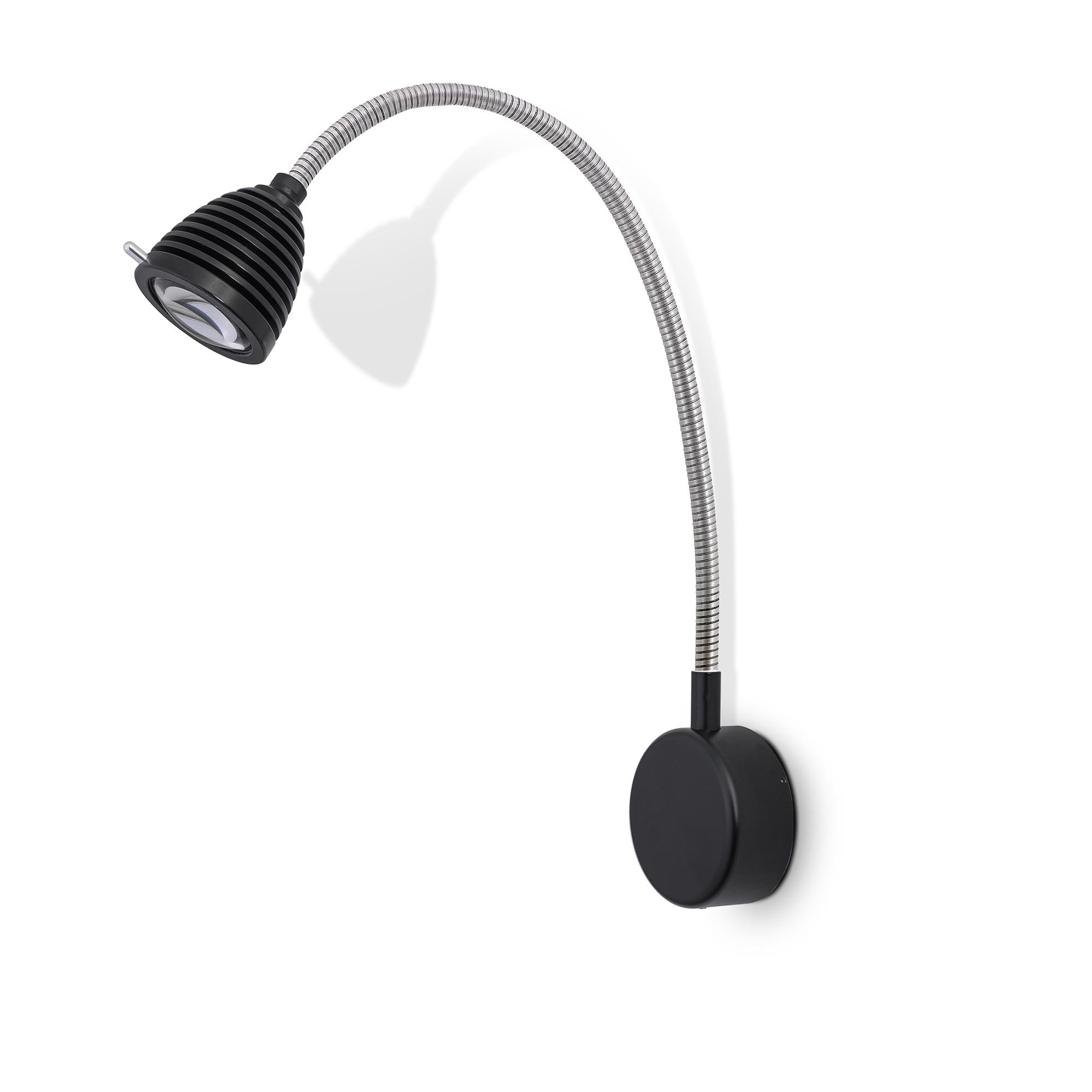 less 'n' more Athene A-BWL2 Wandleuchte schwarz (Flexwelle Aluminium, LED dimmba... Flexwelle Aluminium, LED dimmbar über Tastdimmer am Sockel A-BWL2-S-KS-FA