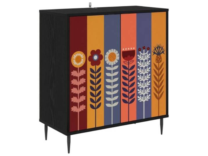 Kaorsrow Sideboard Essen Kommode in Schwarz Eichen-Optik 69x33x76 cm Stilvoller Beistellschrank mit 2 Türen für Wohnzimmer, Esszimmer und Flur. Erhöhte Füße schützen vor Feuchtigkeit.