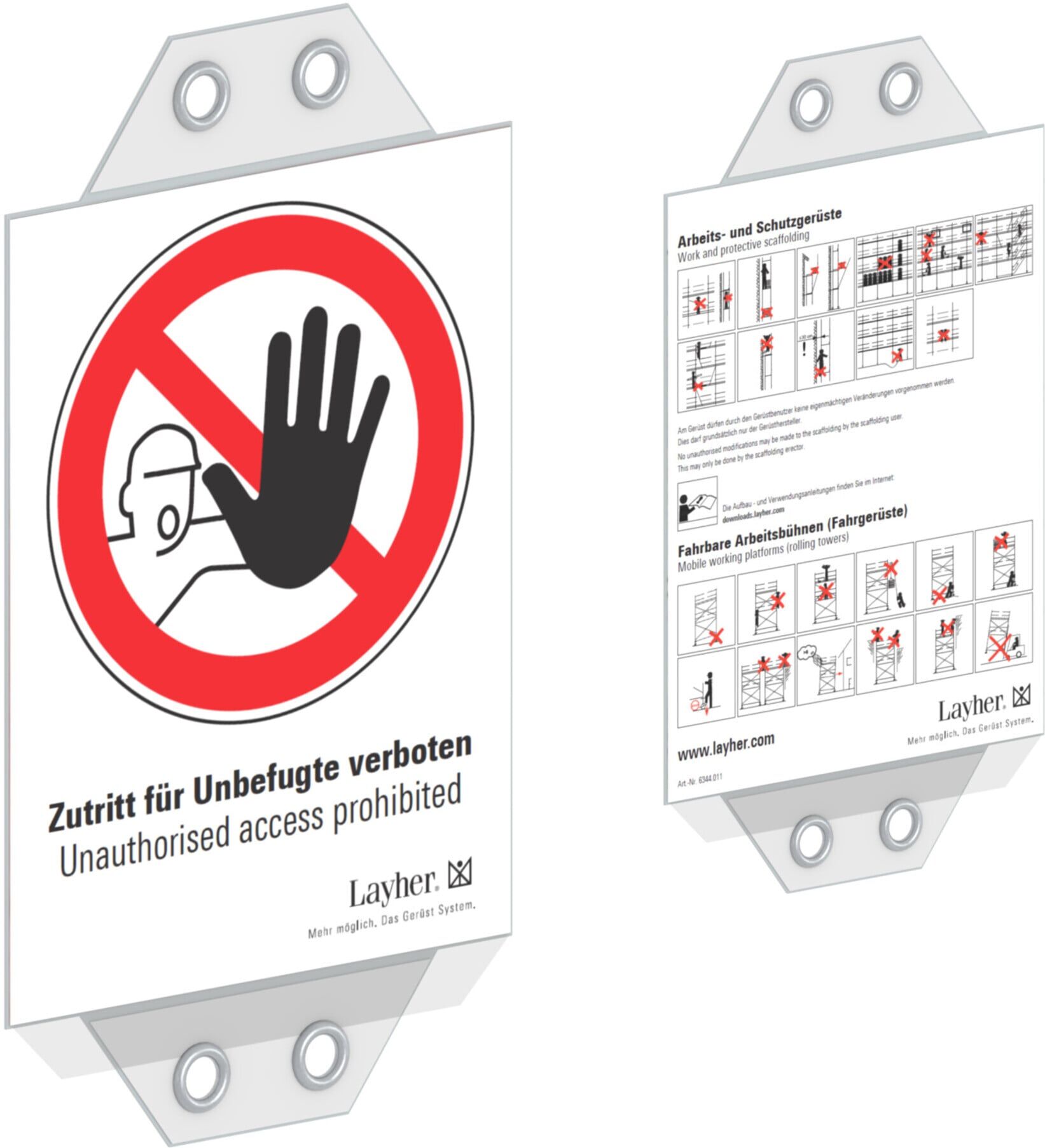 Layher Sichttasche für Kennzeichnungsblock 10 Stk. mit Verbotsschild (6344011)