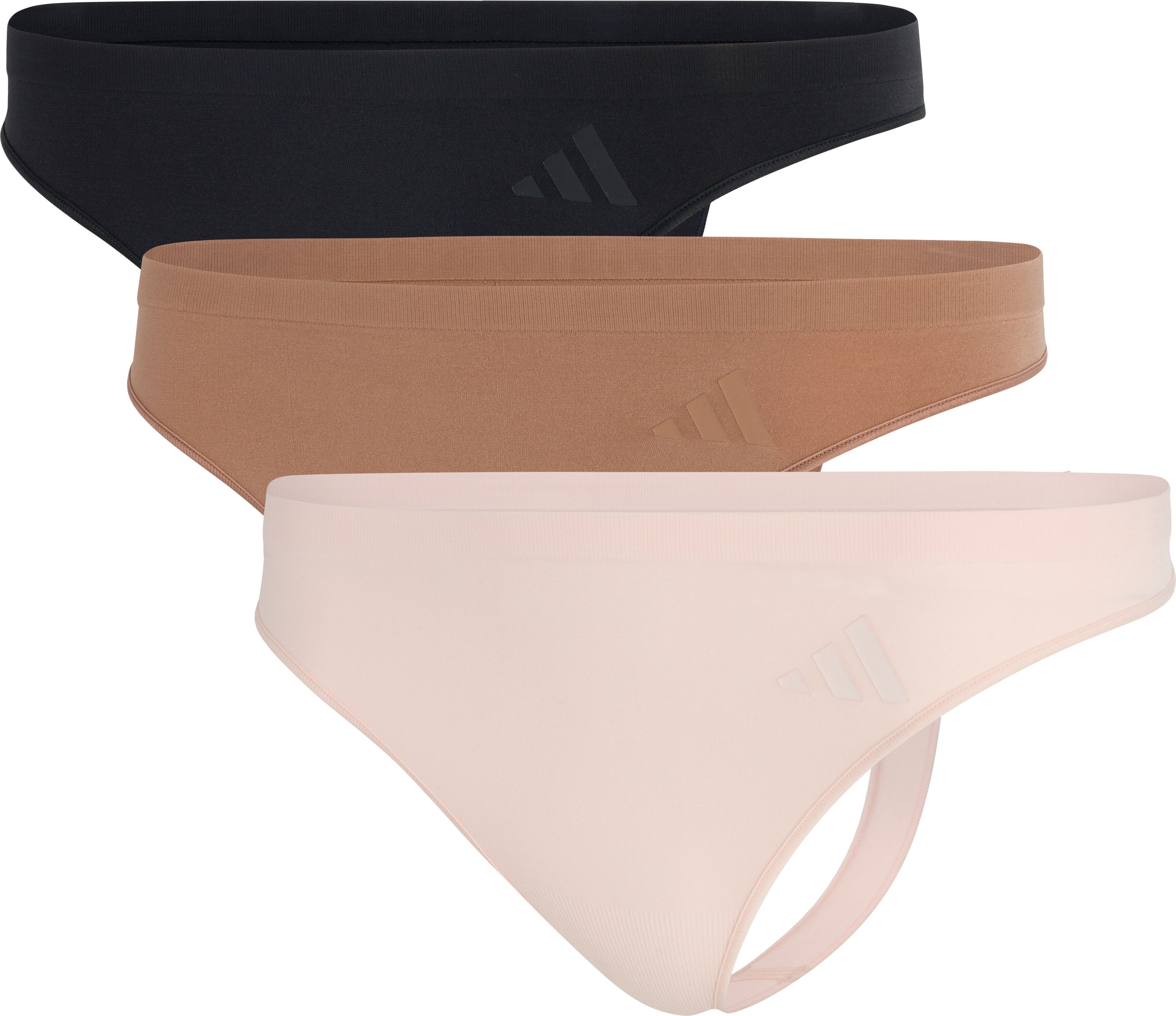Tanga ADIDAS SPORTSWEAR "Sport Active Seamless - Packaged Panties", Damen, Gr. XXL, Single Jersey, bunt (900, schwarz, beige, braun), Single Jersey, Obermaterial: 87% Polyamid, 13% Elasthan, körpernah, Unterhosen Tanga, nahtlos, elastisch, weich, bequem, 