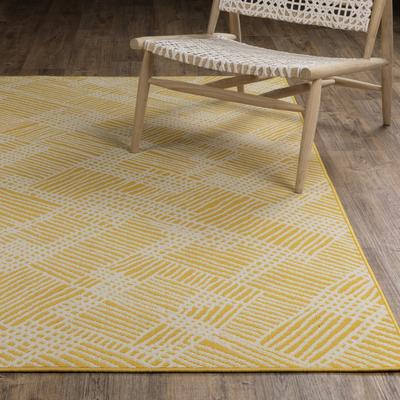 Style Haven Harlowe Geometric Cross-hatch Yellow/ Ivory Area Rug