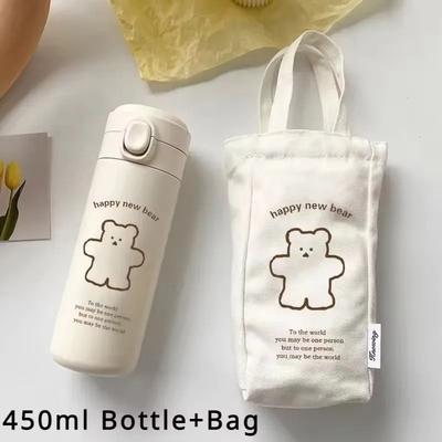 Uplift Picks Bear Thermos Travel Cup Vacuum Insulated Portable Sports Water Bottle 450ML 450 Ml W Bag
