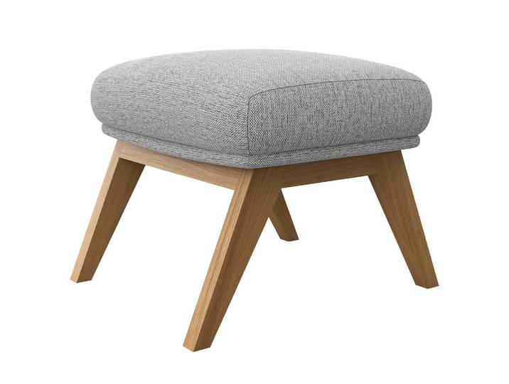 Repose-pieds AUDREY 54 x 41 x 41cm Gris/Gris lumineux Chêne foncé Tissu Saia: Gris clair