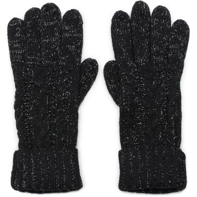 Strickhandschuhe STYLEBREAKER "Strick Handschuhe mit Zopfmuster und Metallic Faden", Damen, schwarz, Obermaterial: 70% Polyacryl PAN. 30% Wolle WO., Modisch, Handschuhe