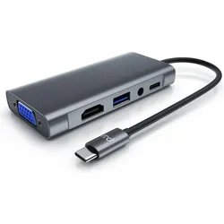 Primewire Universal Typ-C Adapter (5 Ports), Dockingstation + USB Hub, Grau