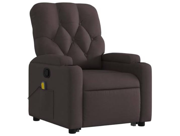 NLQMSU Massagesessel, neigbar, dunkelbraun, Stoff Elektrische Hebefunktion, 135-Grad-Neigung, 6-Punkt-Vibration, USB-Fernbedienung, atmungsaktives Gewebe, Getränkehalter