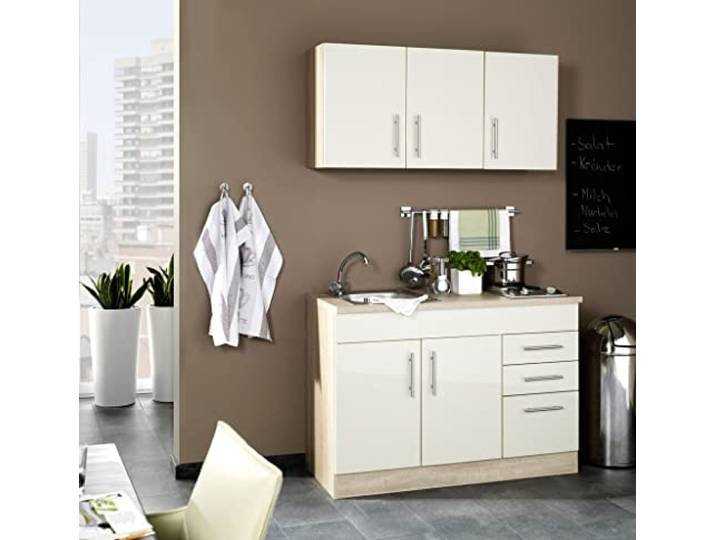 Miniküche Held Möbel Toronto Creme 120 cm inkl. Einbaugeräte