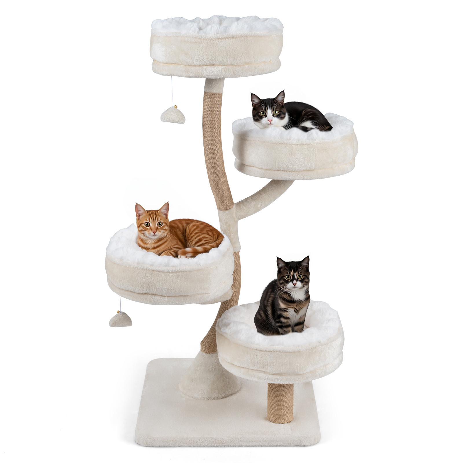 Costway Krabpaal Houten Klimboom voor Katten, Beige, 132 cm