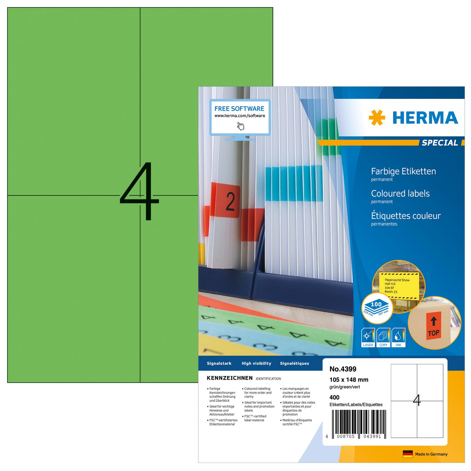 HERMA Etiketten SPECIAL 105,0 x 148,0 mm, grün 4399