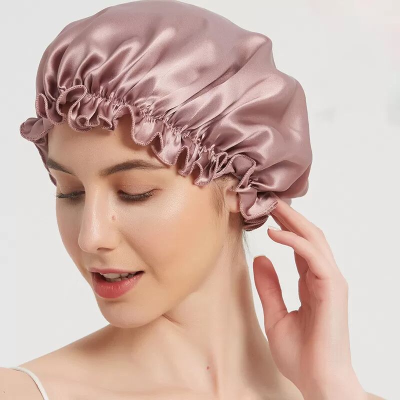 INF 100% Maulbeerseide Schlafhaube für Damen, weiches Kopftuch zum Schlafen M Helles Lila