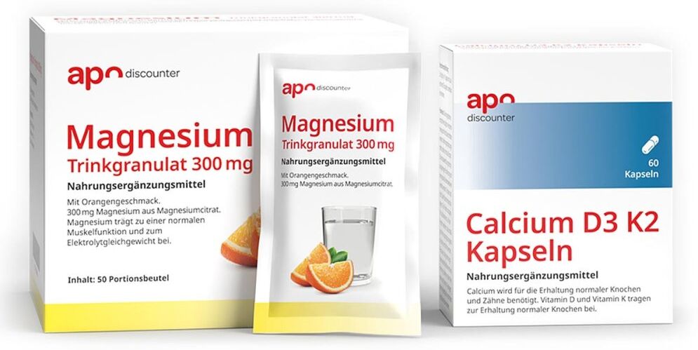 apodiscounter Muskeln & Knochen Sparset – Magnesium + Calcium D3 K2