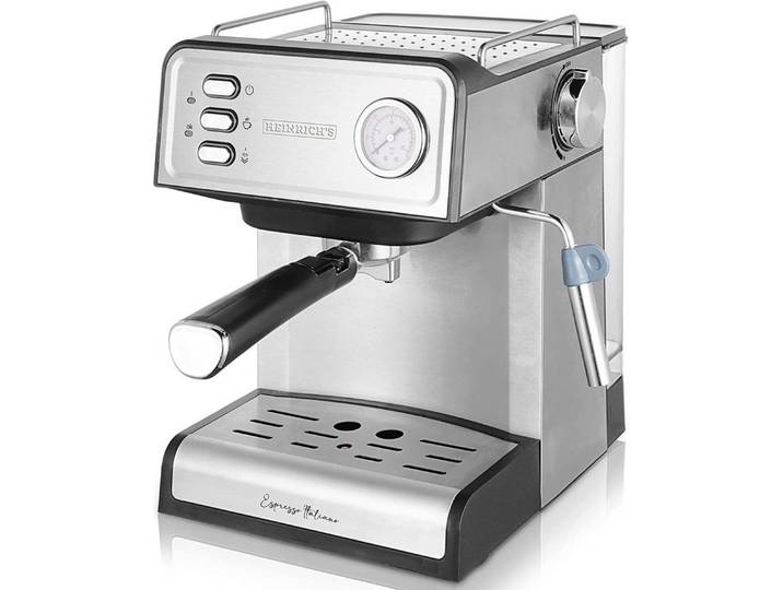 Heinrich´s Espressomaschine, Edelstahlfilter, 20Bar Ulka Pumpe, Milchaufschäumer mit Barista Zubehör 1,6L