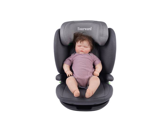 AP03 KL005 Siège auto gris/noir pour enfant avec ISOFIX, certifié ECE R129, pour 3 à 12 ans, 100-150 CM, 11-36 kg