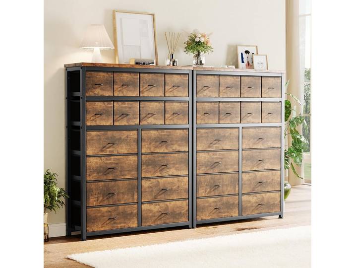 Commode pour chambre avec 16 tiroirs, commodes et commodes, commode haute pour chambre à coucher, organisateur de commode avec bacs en tissu