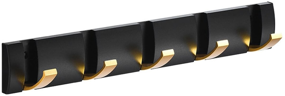 Wandgemonteerde aluminium kapstok met vouwbare haken voor volwassenen