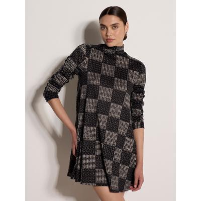 Minikleid APRICOT "Kurzes Swing-Kleid", Damen, Gr. XS (34), mocha, Kleider Minikleid, mit Karomuster