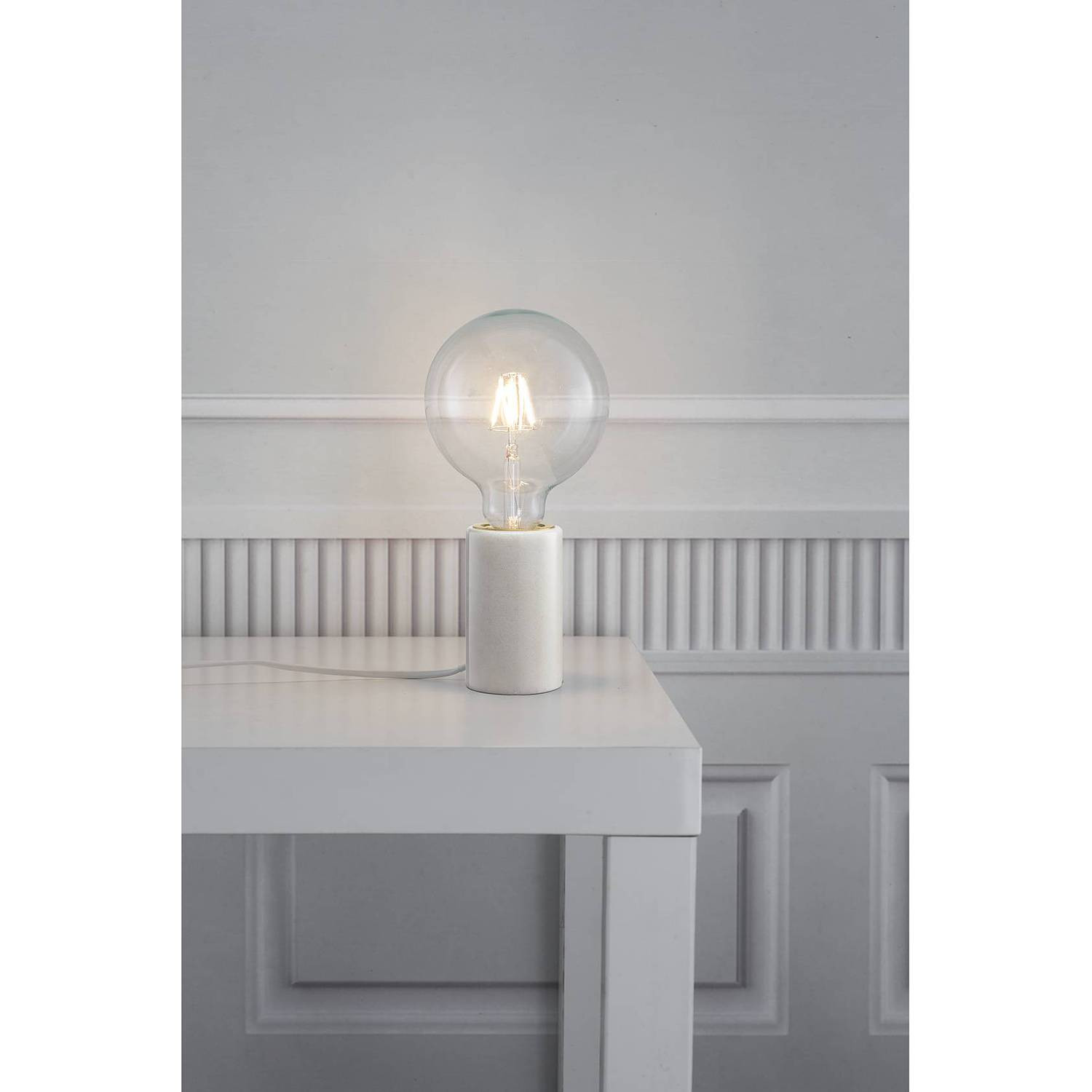 home24 Tafellamp Siv II Wit Marmer E27