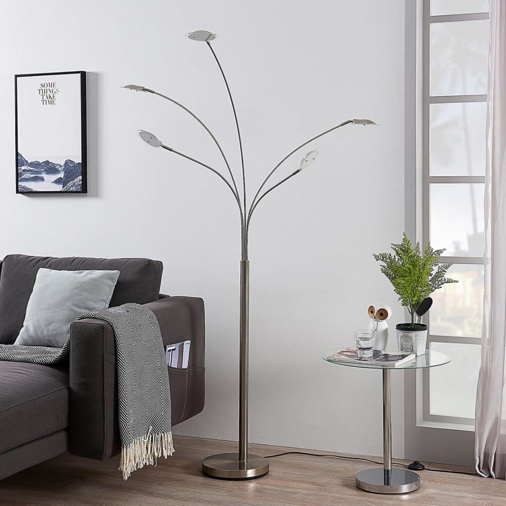 Lindby Lampadaire led en métal gris Gris 82x179x28cm