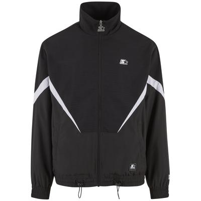 Trainingsjacke STARTER BLACK LABEL "Starter Black Label Starter Fabric Mix Track Jacket", Herren, Gr. S, schwarz-weiß (schwarz), 100% Polyester, mehrfarbig, normal, amerikanischer Ausschnitt, Jacken Trainingsjacke