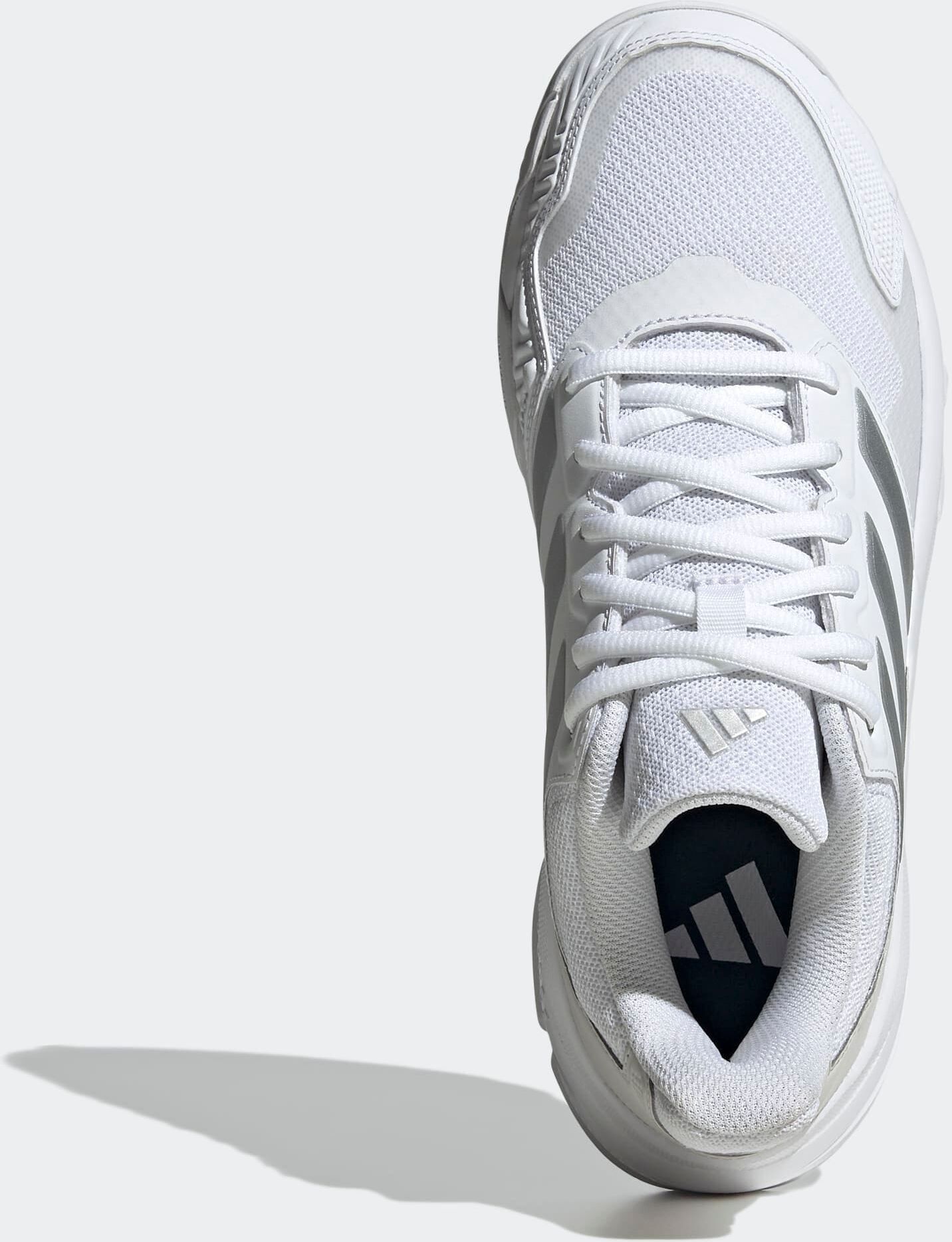 Tennisschuh ADIDAS PERFORMANCE "COURTJAM CONTROL 3", Damen, Gr. 41, cloud weiß, silber metallic, grau one, Synthetik, Textil, Schuhe Tennisschuh, für Hartcourt, All-Court cloud weiß, silber metallic, grau one 41