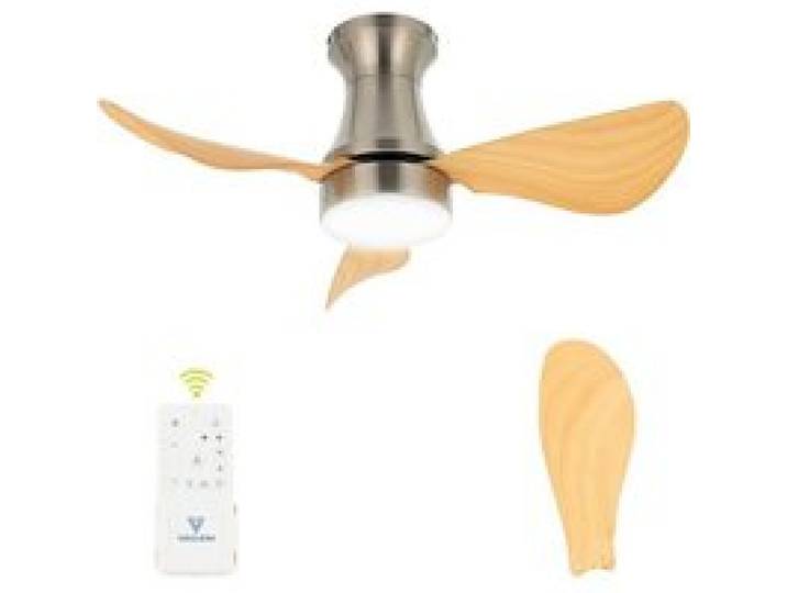 Ventilateur Plafond avec Lumiere pour Chambre:76CM Ventilateur Plafond Silencieux - 6 Vitesses 3 Pales Bois VENTILATEUR DE PLAFOND