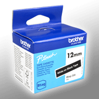 Originalband Brother Btag-335 12mm x 4m weiß auf schwarz nicht laminiert BTAG335