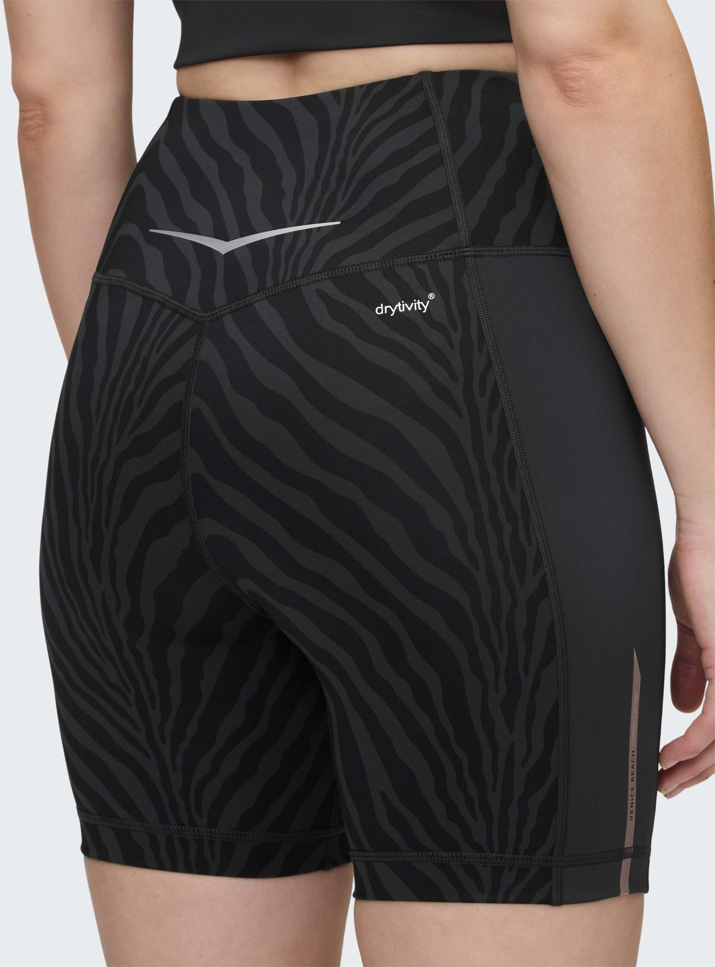 Funktionstights VENICE BEACH "TIGHTS SHORTS GLENDALE", Damen, Gr. S (38), N-Gr, schwarz (aop new skin), Obermaterial: 83% Polyester, 17% Elasthan, Hosen Funktionstights, kurze Variante, mit Elasthan-Anteil, aus Polyester und Elasthan aop new skin S (38), 