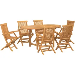 vidaXL 7-tlg. Garten-Essgruppe Massivholz Teak