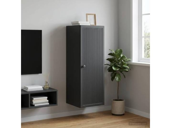 GPWERSDF Wandschrank Schwarz 33 x 34,5 x 90 cm Holzwerkstoff Rechteckiges Design, nostalgischer Stil, vertikale Raumnutzung, flexible Regalbretter, einfache Reinigung