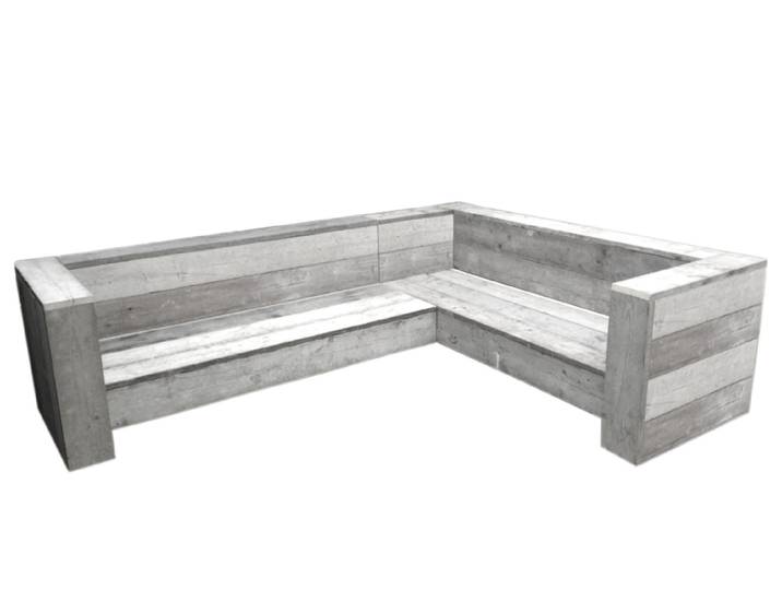 Steigerhouten hoekbank tuinmeubelen lounge vintage 300/250x83x83cm