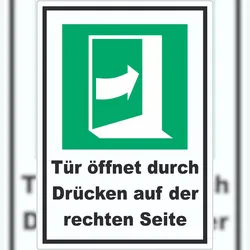 HB-Druck Tür öffnet durch Drücken auf der rechten Seite Aufkleber A6 (105x148mm)