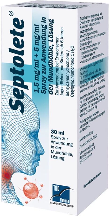 Septolete 1,5mg/ml + 5mg/ml Spr.z.anw.i.d.mundhö. 30ml