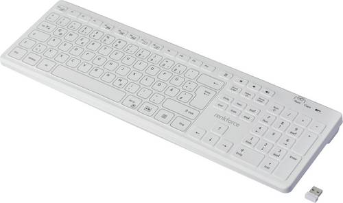 Renkforce RF-WRK-300 Kabellos Hygiene-Tastatur Deutsch, QWERTZ Weiß (matt) Spritzwassergeschützt
