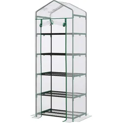 FOLIENGEWÄCHSHAUS Mini-Gewächshaus mit 5 Regale Transparent Stahl Kunststoff