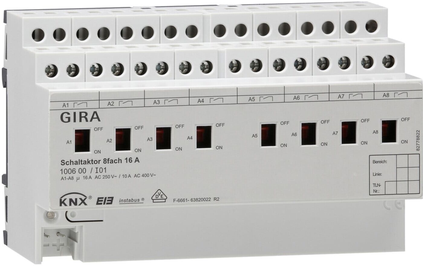 Gira Schaltaktor 8fach 16A REG 100600)