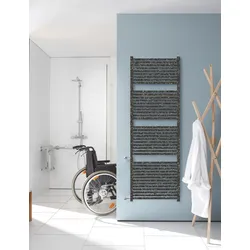 Zehnder Design-Heizkörper Toga Austausch, RAL 7022, Maße 1148x35x500 mm, wahlweise rechts oder links anschlussbar