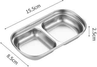 Retailers Go Gold Stainless Steel Seasoning Dish, Hot Pot Dipping Bowl, Square Soy Sauce Dish, Barbecue Snack Plate silver 02