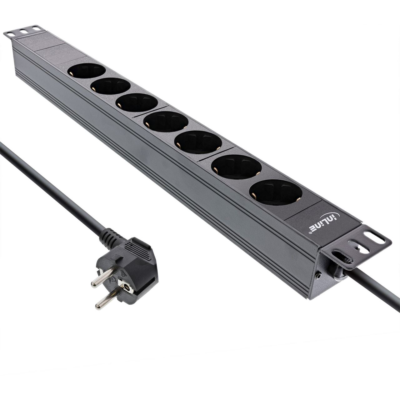 2.00m InLine Strom Steckdosenleiste Schutzkontakt Schwarz 7 (16417I)