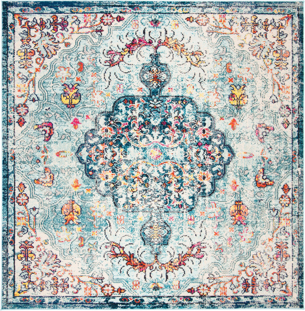 Bloomsbury Market Andersonville Oriental Area Rug Navy Square 122cm