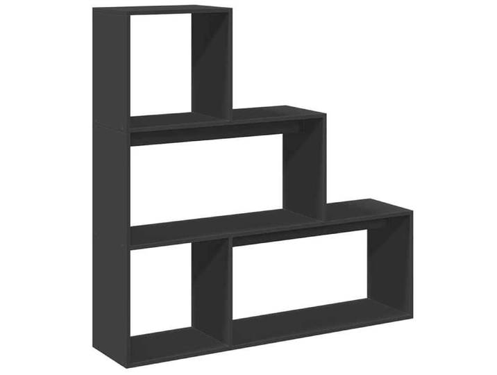 Bibliothèque/Étagère séparatrice de pièce - 1 PC - Multifonctionnelle - à 3 niveaux - noir 123x29x123 cm LL3905