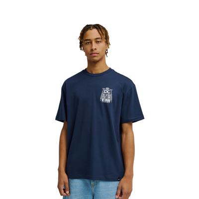 T-Shirt DC SHOES "DC Screw It", Herren, Gr. L, blau (schwarz iris), Obermaterial: 75% Baumwolle, 25% Baumwolle., Shirts T-Shirt