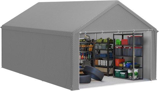 Famanu Lagerzelt 24m³ - Wetterfeste Garage und Gartenhaus mit Abnehmbaren Wänden, Grau