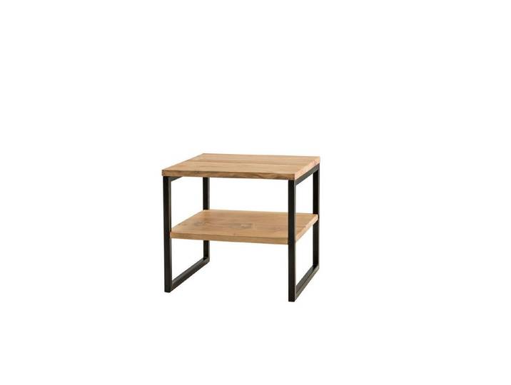 Main Möbel Beistelltisch Beistelltisch 40x40cm Lissabon Wildeiche Stahl schwarz
