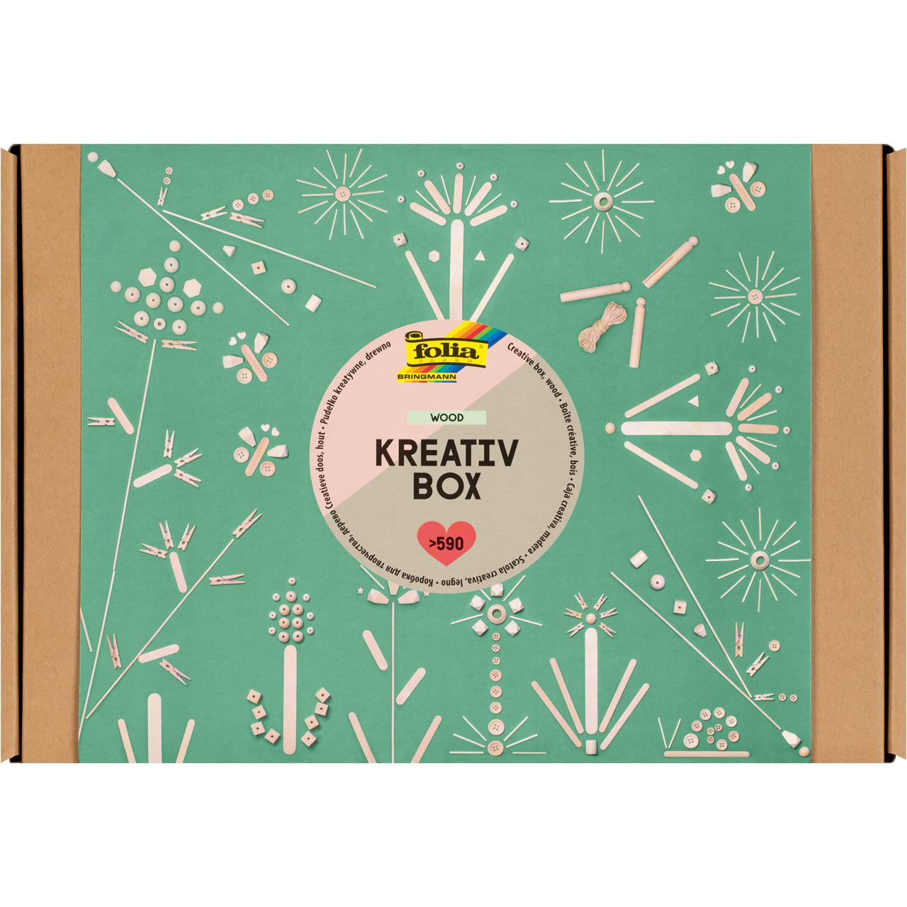 folia Bastelset Kreativbox Wood 590-tlg. mehrfarbig