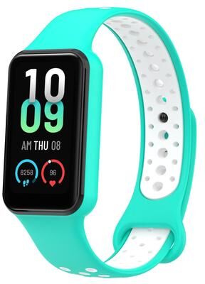 Everyday Crate Xiaomi Smart Band 8 Active Silicone Watch Band Dual Color Sports Watch Strap Breathable Replacement cyan White