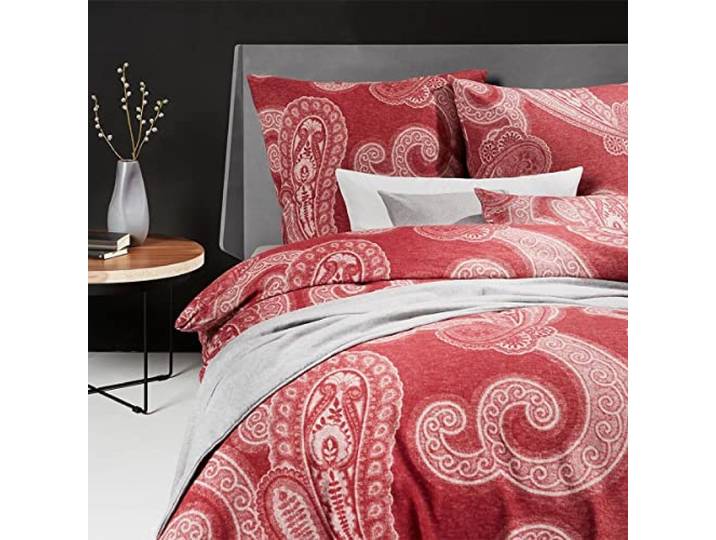 fleuresse gewebte Edelflanell Bettwäsche Lech Bracknell rot 1 Bettbezug 200 x 220 cm + 2 Kissenbezüge 80 x 80 cm