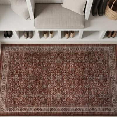 World Rug Gallery Traditional Allover Machine Washable Non-Slip Backing Area Rug