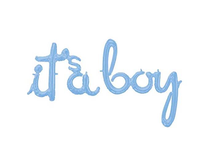 Script Phrase Its A Boy Pastel Blue Foil